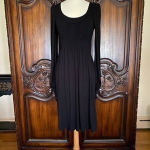 New Women's Black Vintage Tie Back Dress With Bell Sleeves Size XS